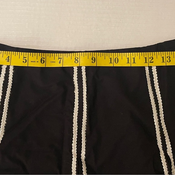 Boston Proper Women Black Creme Embroidered Box Pleat Flare Skirt NWOT-8 - Picture 7 of 7